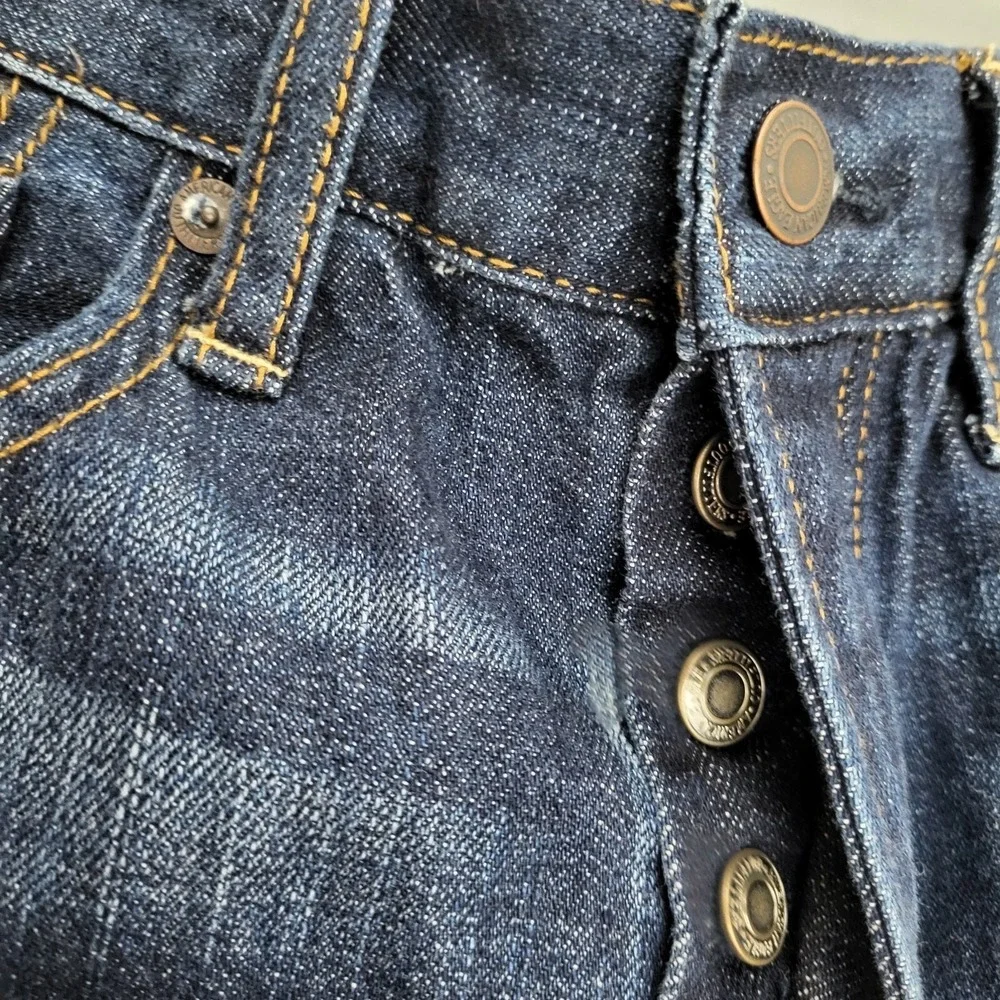 American Eagle Vintage Hi-Rise Button Fly Straight Leg Jeans Dark Wash Womens 4‎